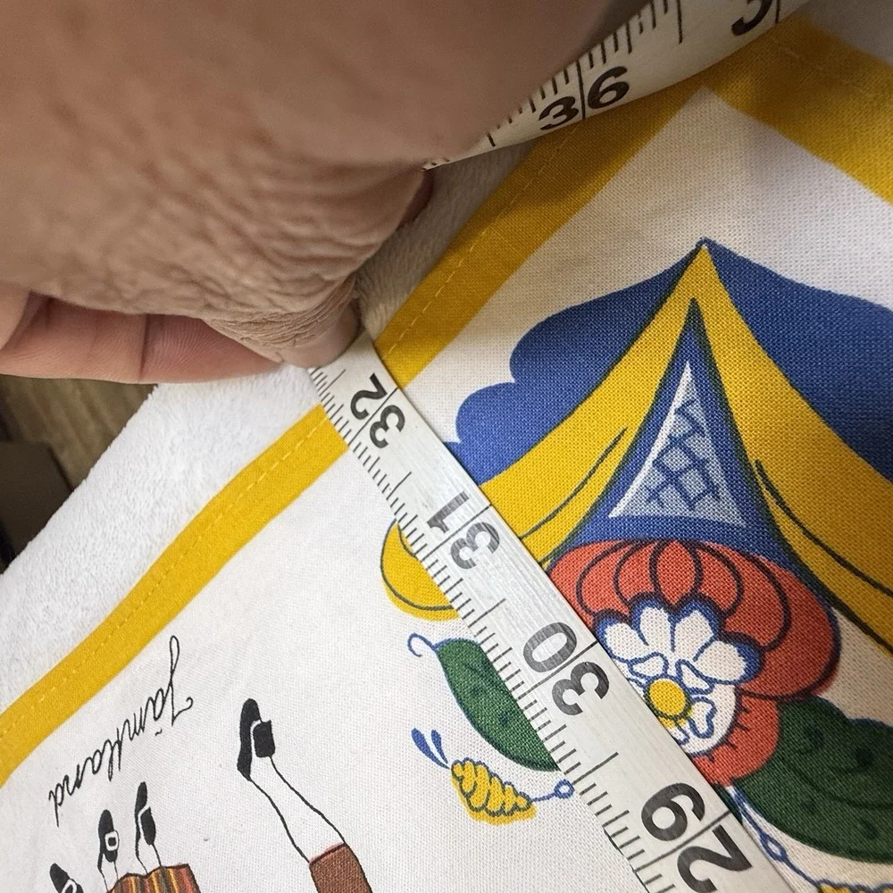 Vintage Roso Handtryck Sweden Tablecloth Folk Costume 100% Cotton 33in Swedish